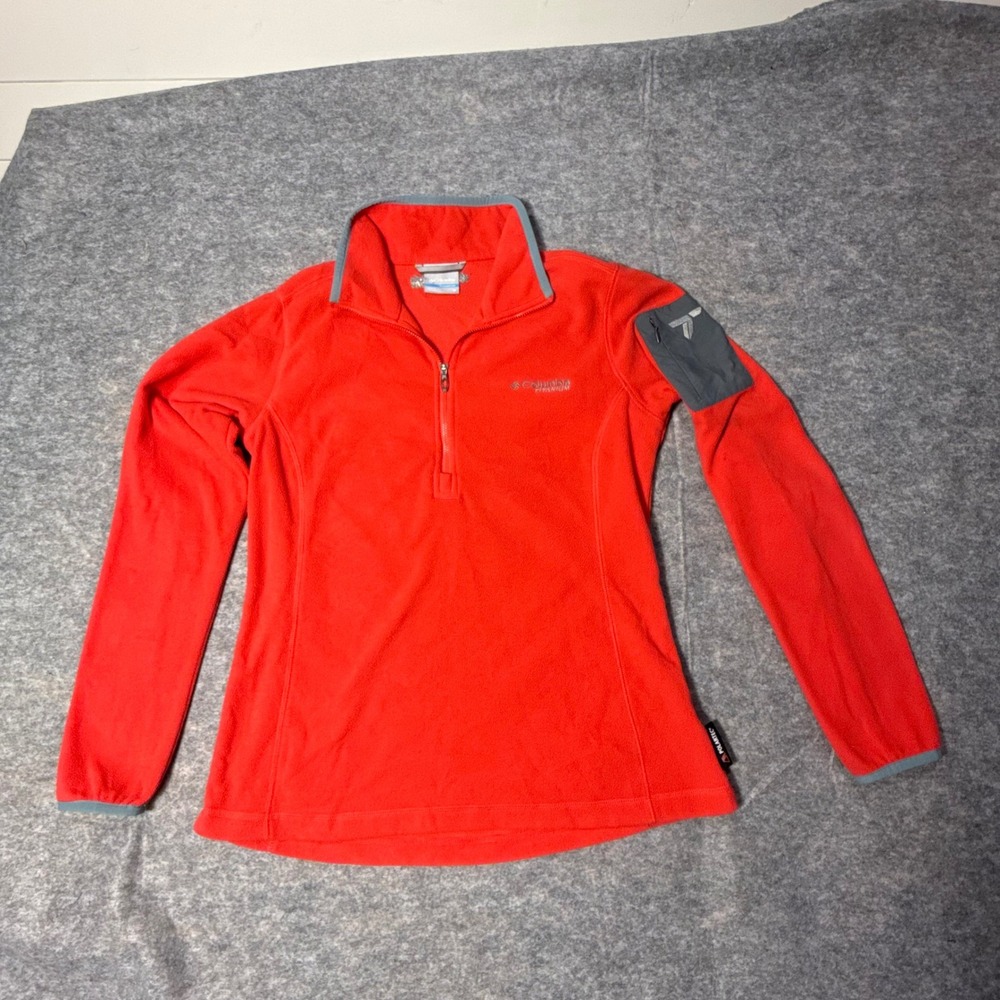 Columbia Titanium Fleece Womens M Pink 1/4 Zip Pullover Polartec Jacket Pocket